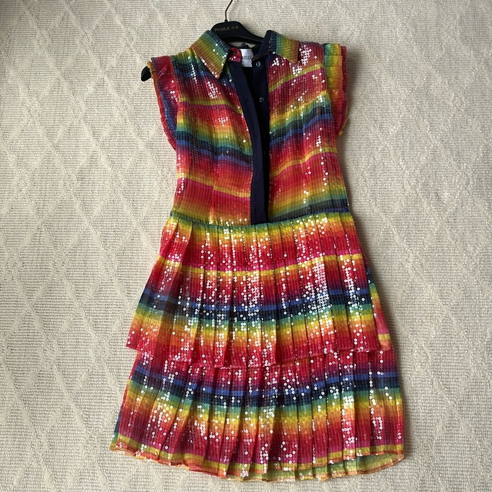Rainbow sequin mini dress
